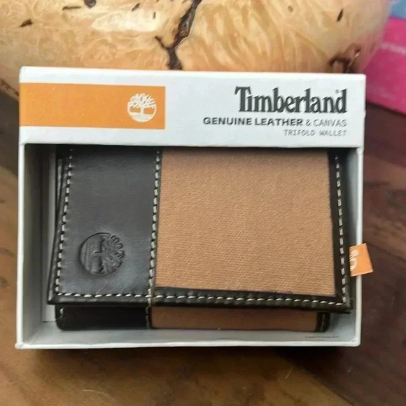 Timberland Men's Baseline Canvas and Genuine Leather Trifold Wallet - New w/Box - Picture 5 of 6